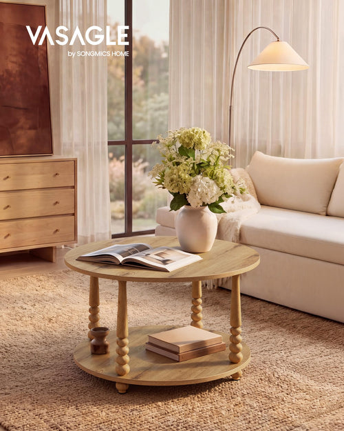 2-Tier Round Coffee Table with Storage W20452