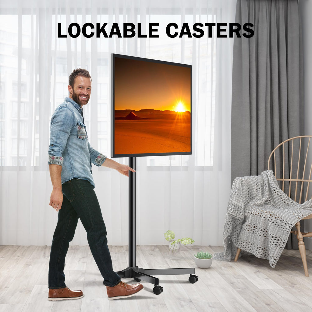 Rotating Rolling TV Stand on Wheels for 13-50" Flat/Curved TVs J4669