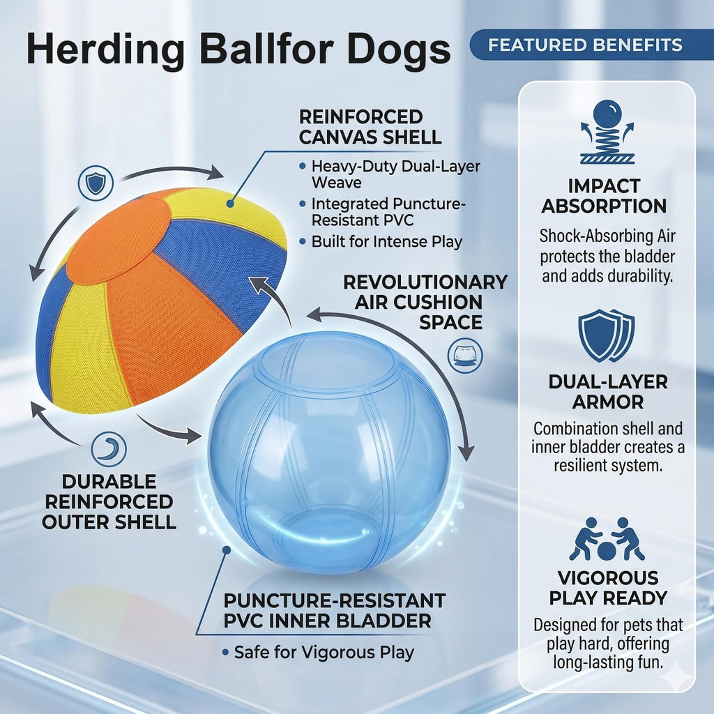 Inflatable Dog Ball with Handle Cover & Pump 18in Z206874