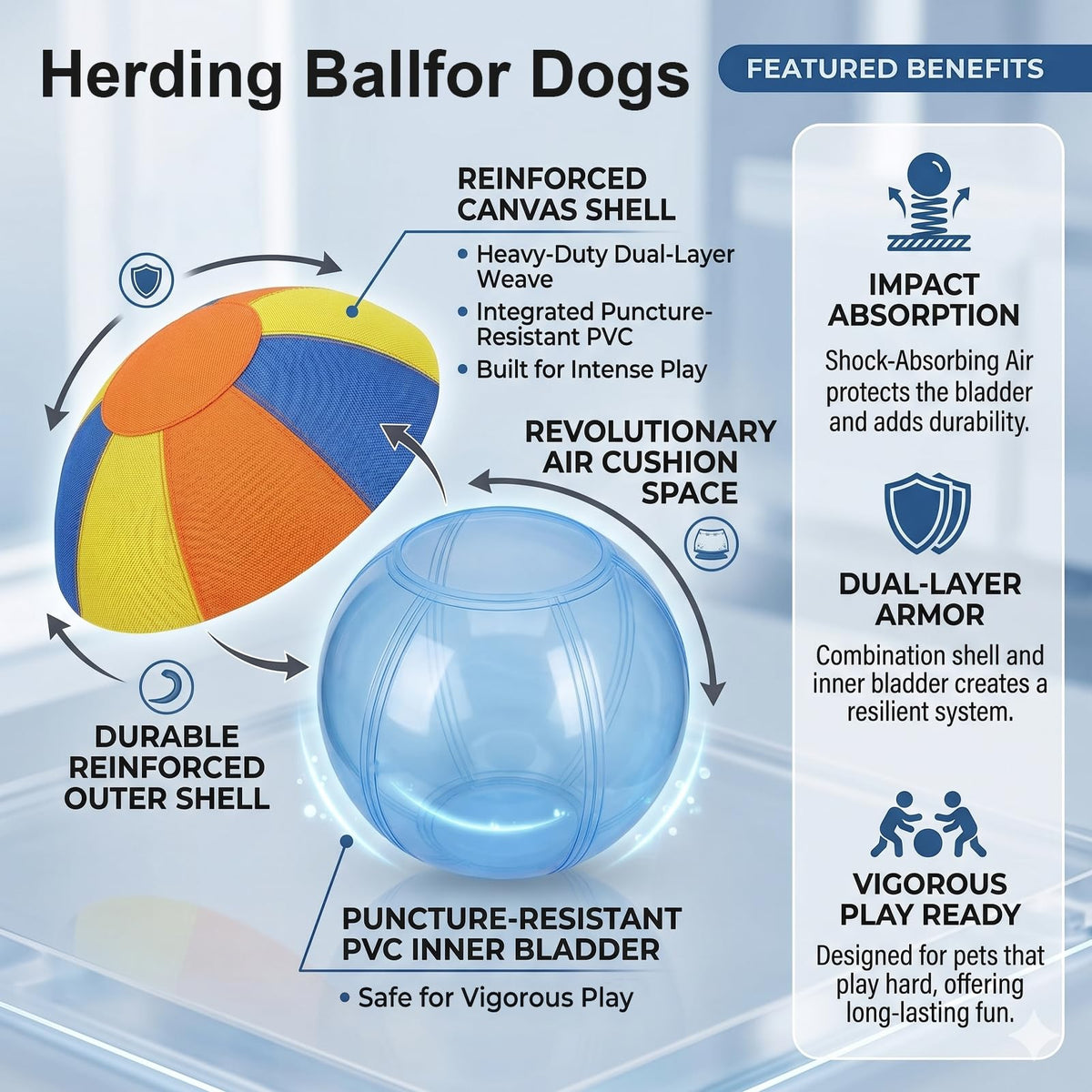 Inflatable Dog Ball with Handle Cover & Pump 18in Z206874