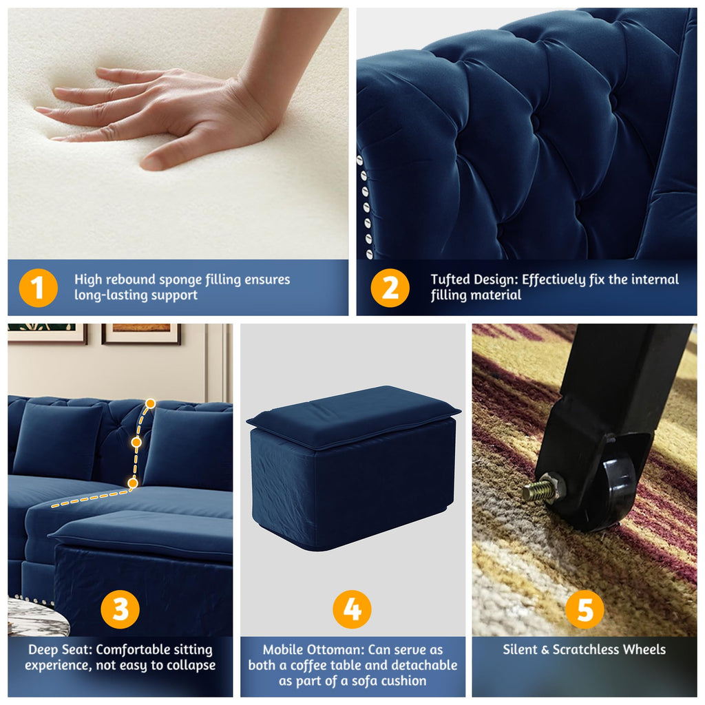 Blue Velvet King Size Sleeper Sofa A97142