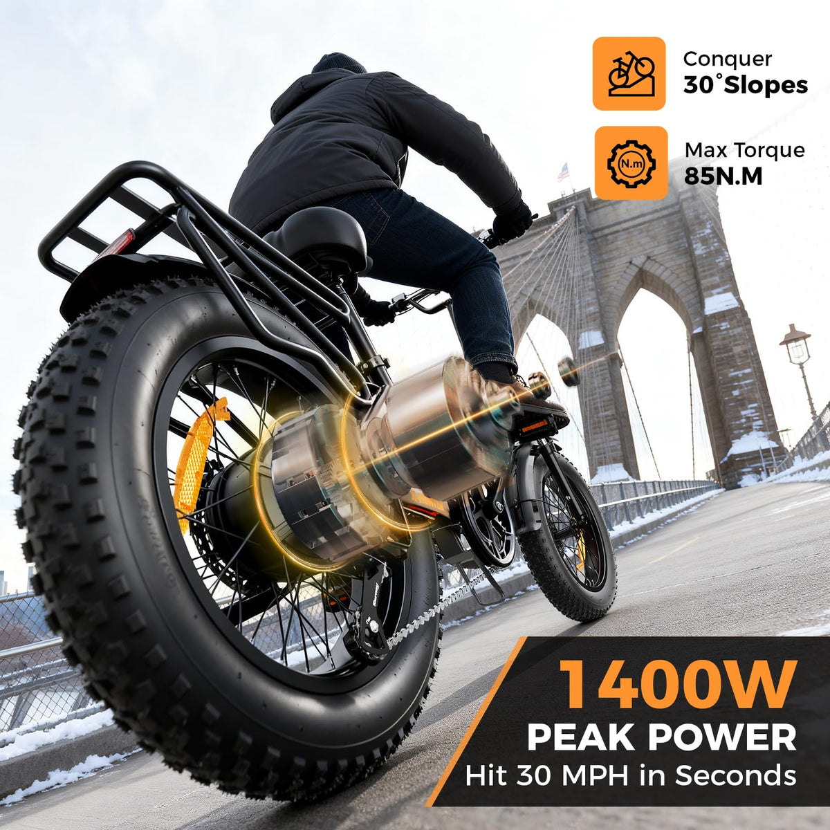 1400W 30MPH 48V 13AH Fat Tire Foldable Electric Bike J235