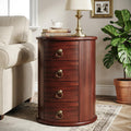 Solid Wood Round End Table with 4 Drawers L621814