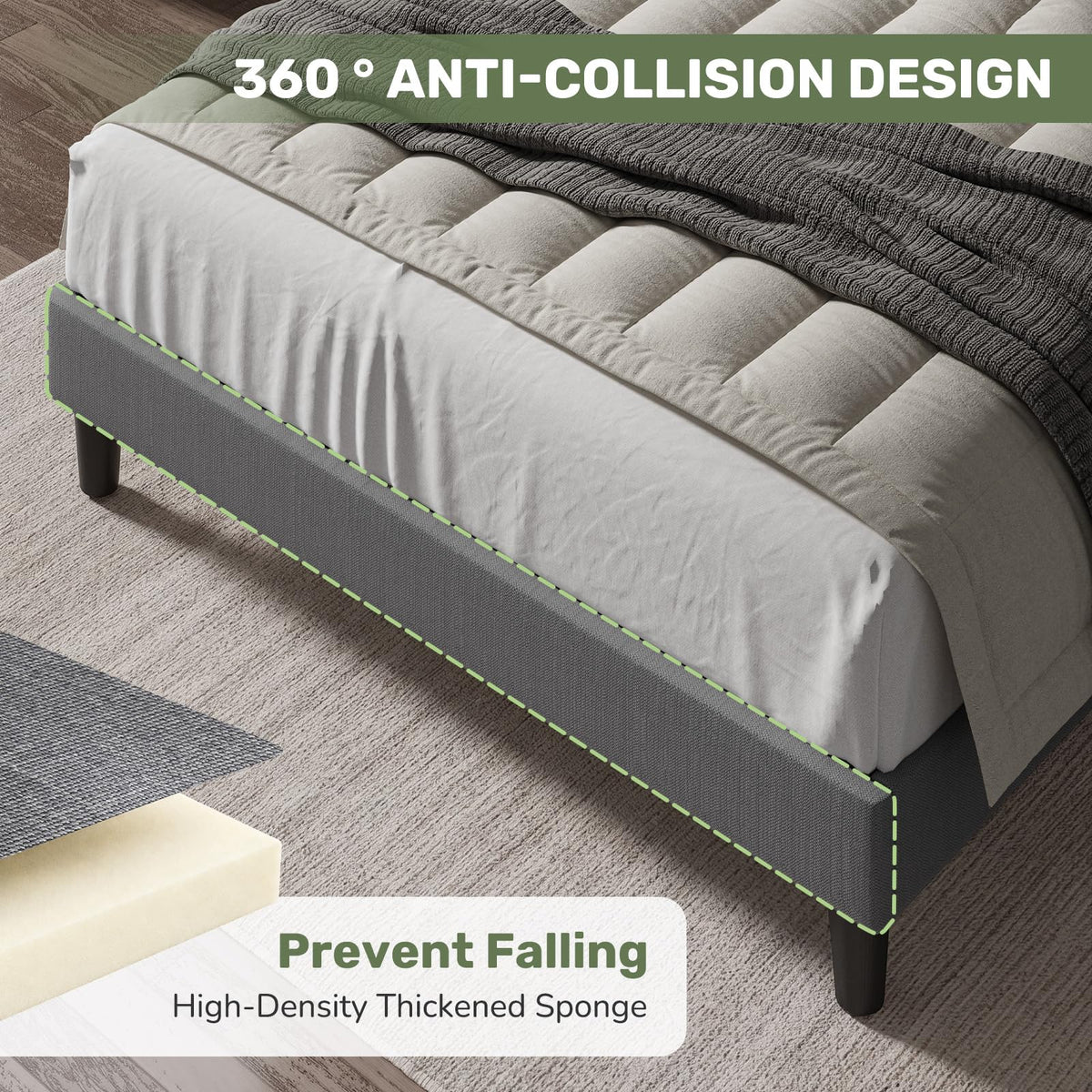 Queen Size Bed Frame with Headboard P864653