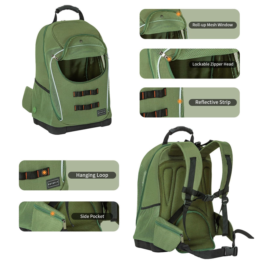 Green Pet Dog Carrier Backpack with Large Ventilations P215