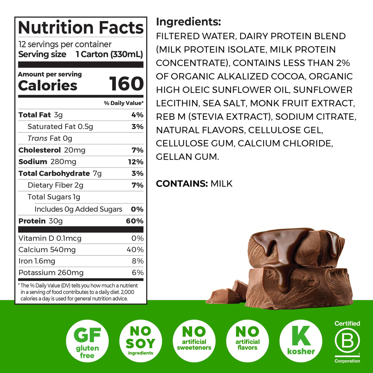 Chocolate High Protein Dairy Shake 11 oz 12pk I8700