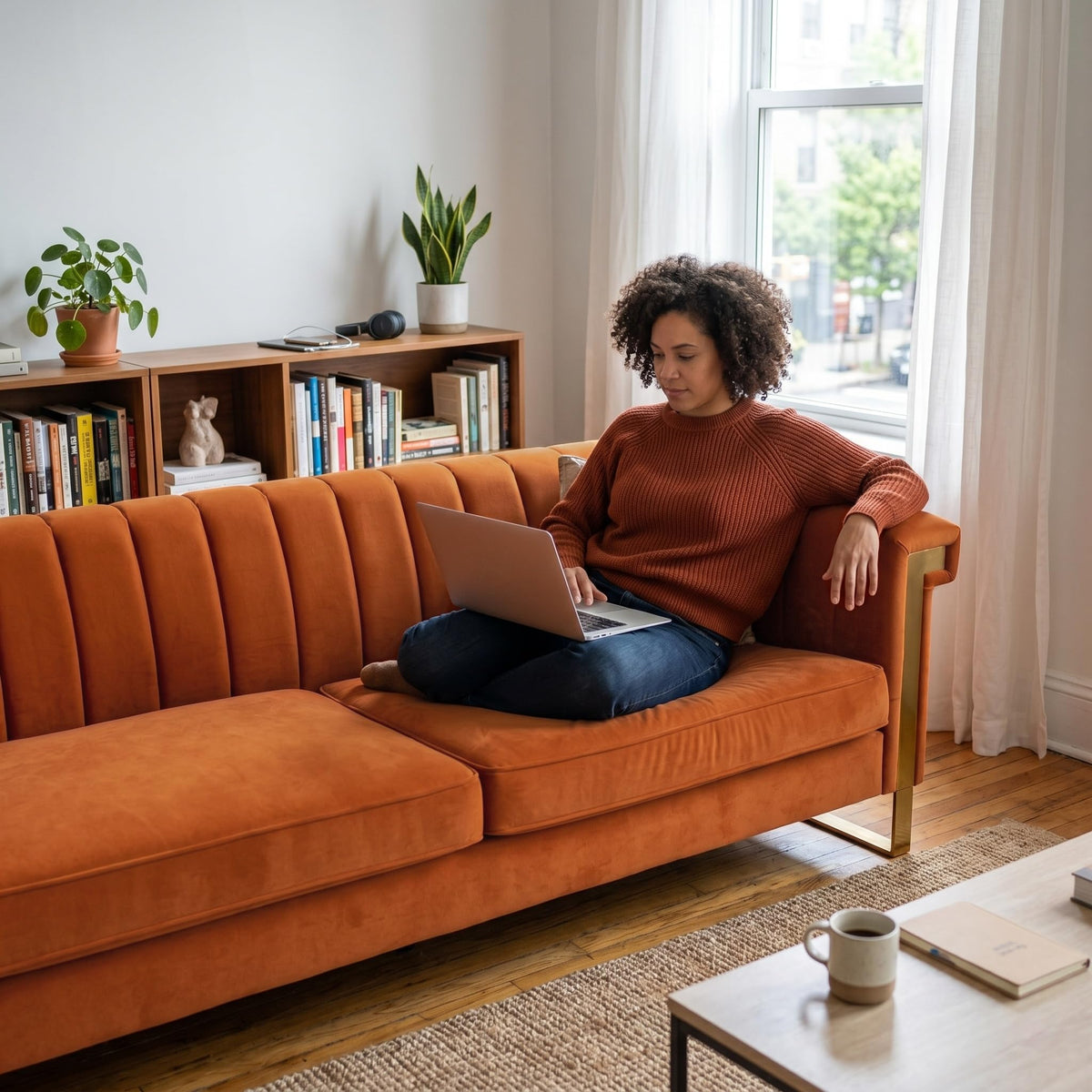 Channel Tufted Velvet Sofa J670394