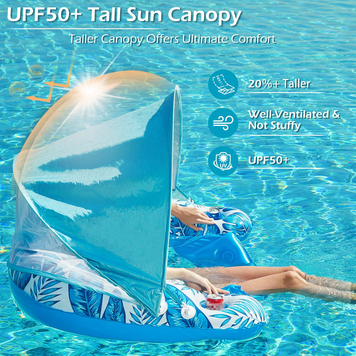 Inflatable Pool Float with Canopy and Cup Holders F521999