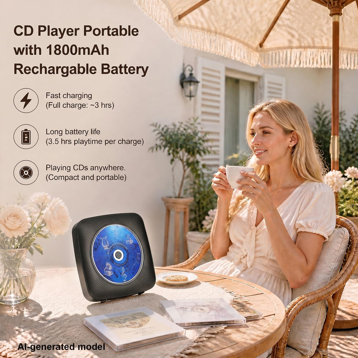 Portable Bluetooth CD Player F917168