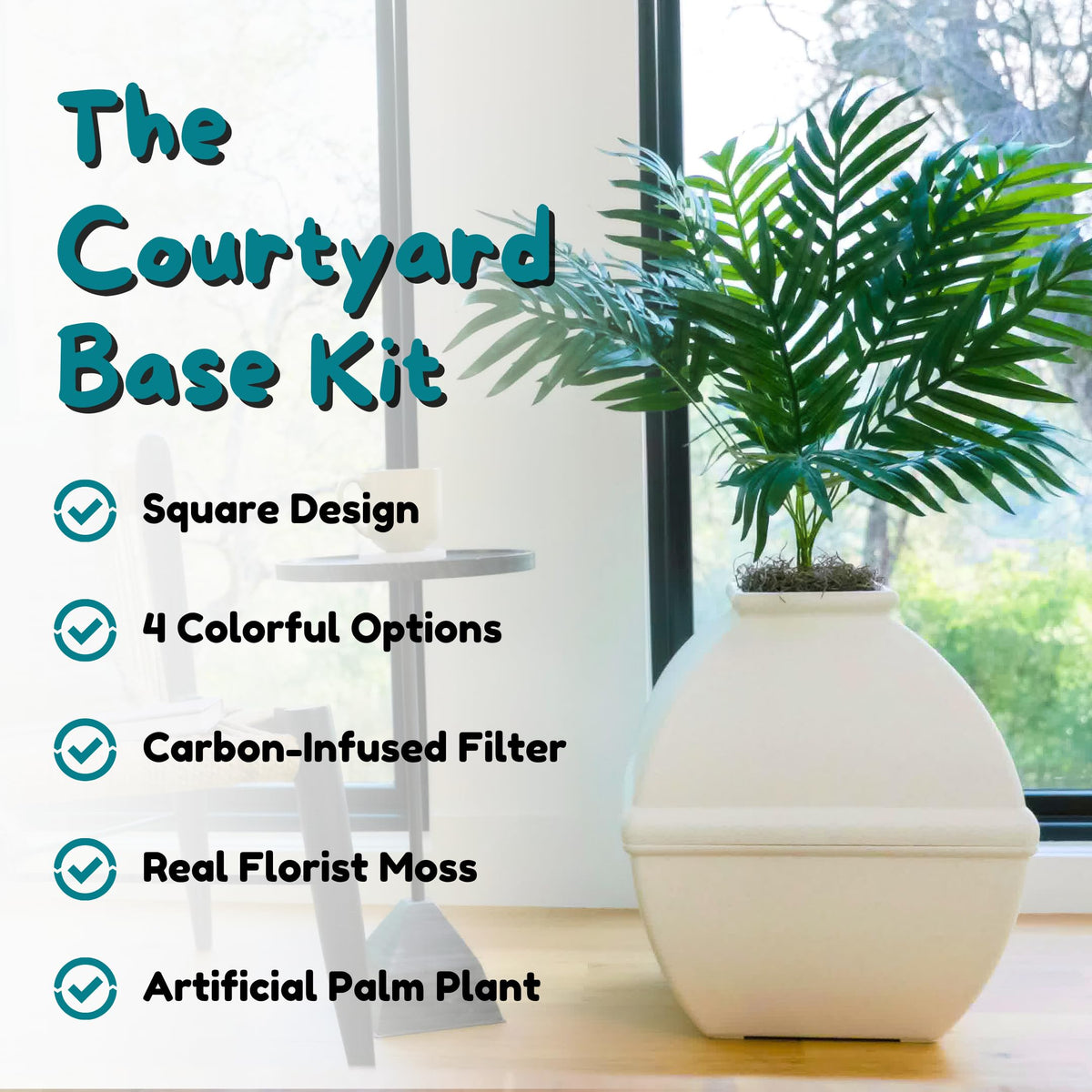 White Hidden Litter Box Planter with Carbon Filter D3911