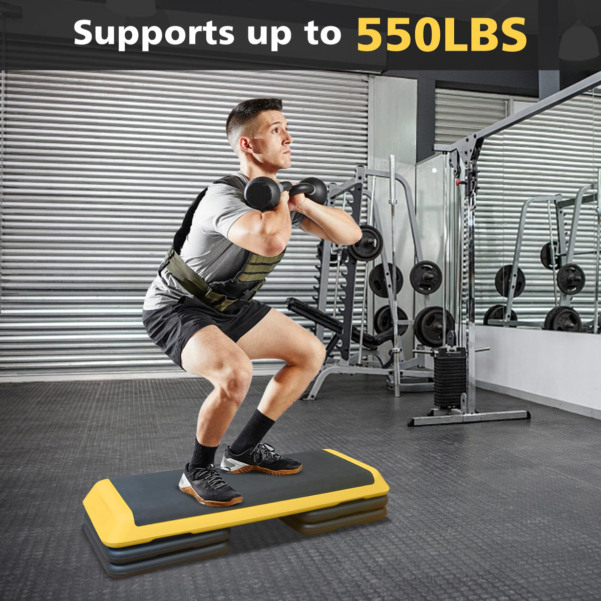 43'' Adjustable Exercise Stepper with 4 Detachable Risers U65977