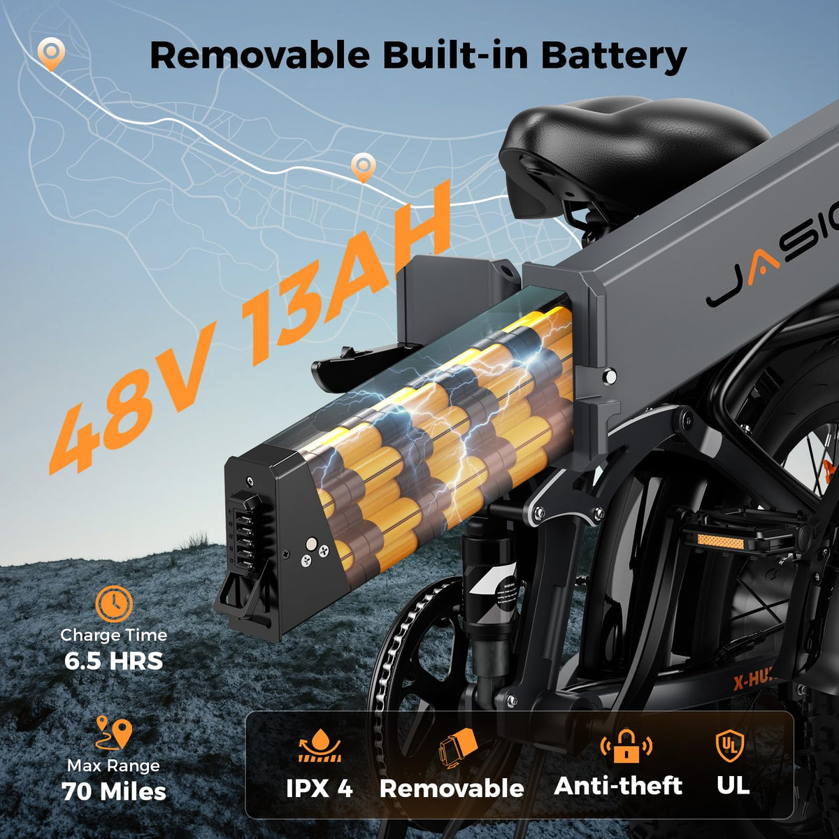 1400W 30MPH 48V 13AH Fat Tire Foldable Electric Bike J235