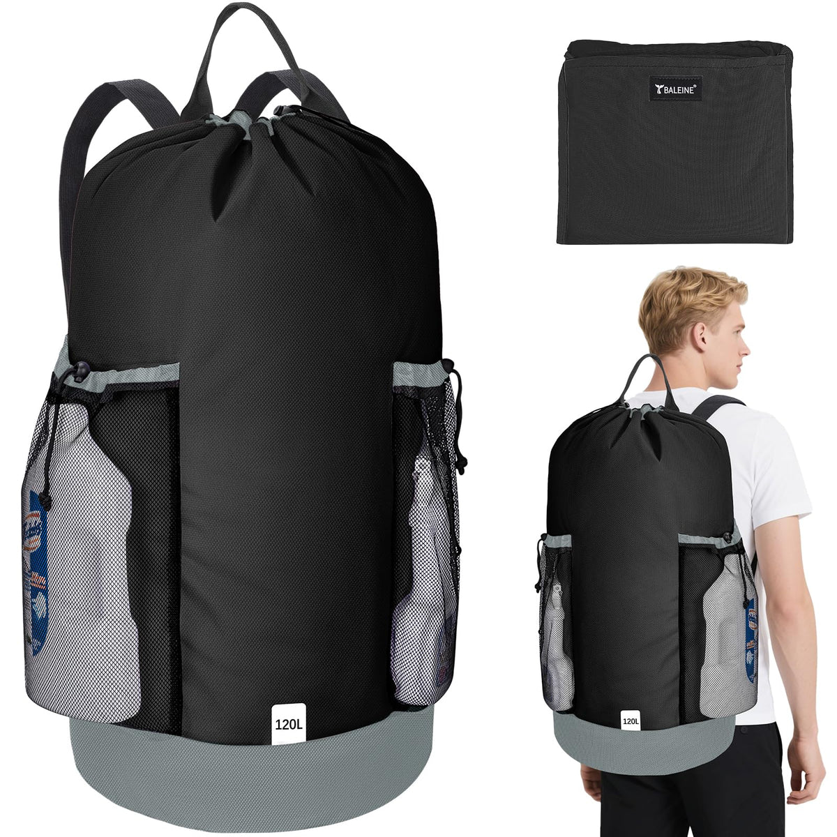 120L Oxford Laundry Bag Backpack with Shoulder Straps G9196