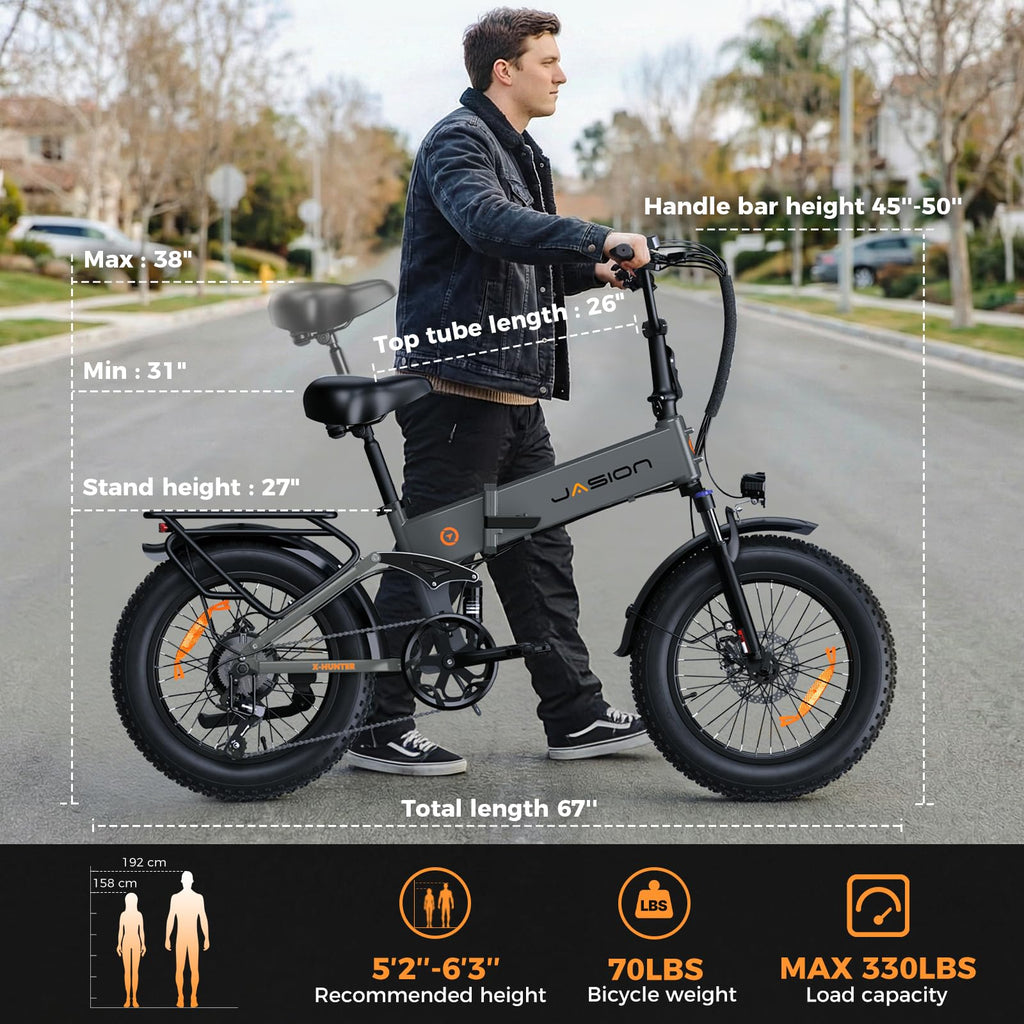1400W 30MPH 48V 13AH Fat Tire Foldable Electric Bike J235