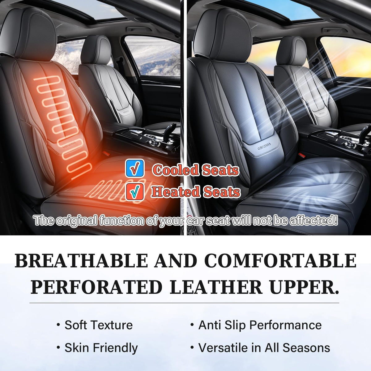Black Full Set Waterproof Nappa Leather Car Seat Covers N511