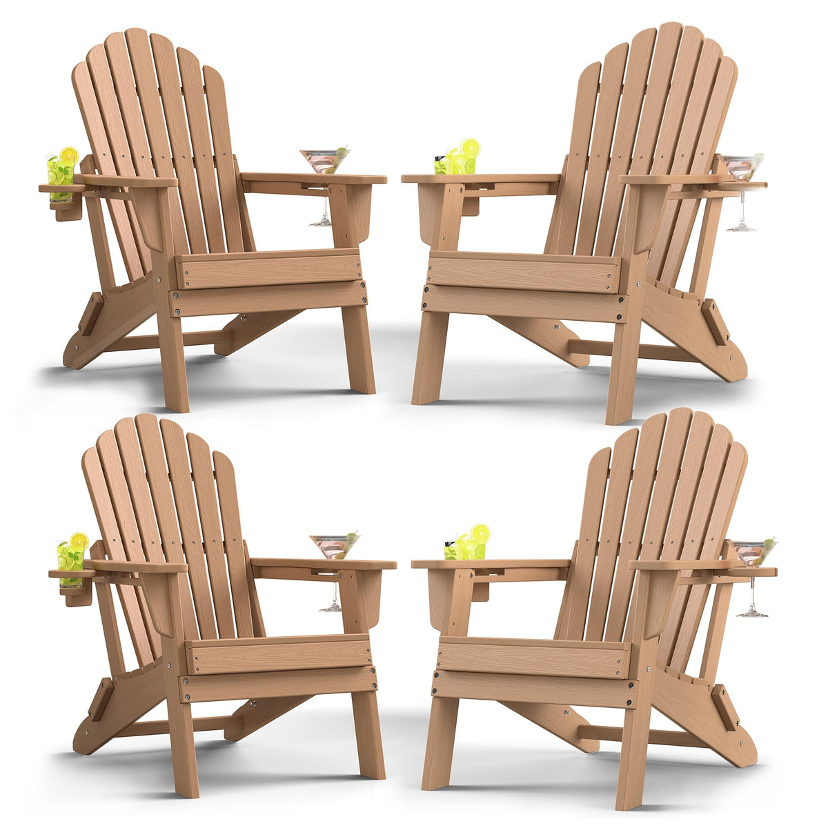 HDPE Adirondack Chair Set of 4 with Cup Holders P99243