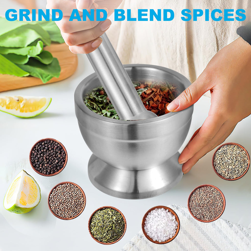 Mortar and Pestle Set Stainless Steel H133457