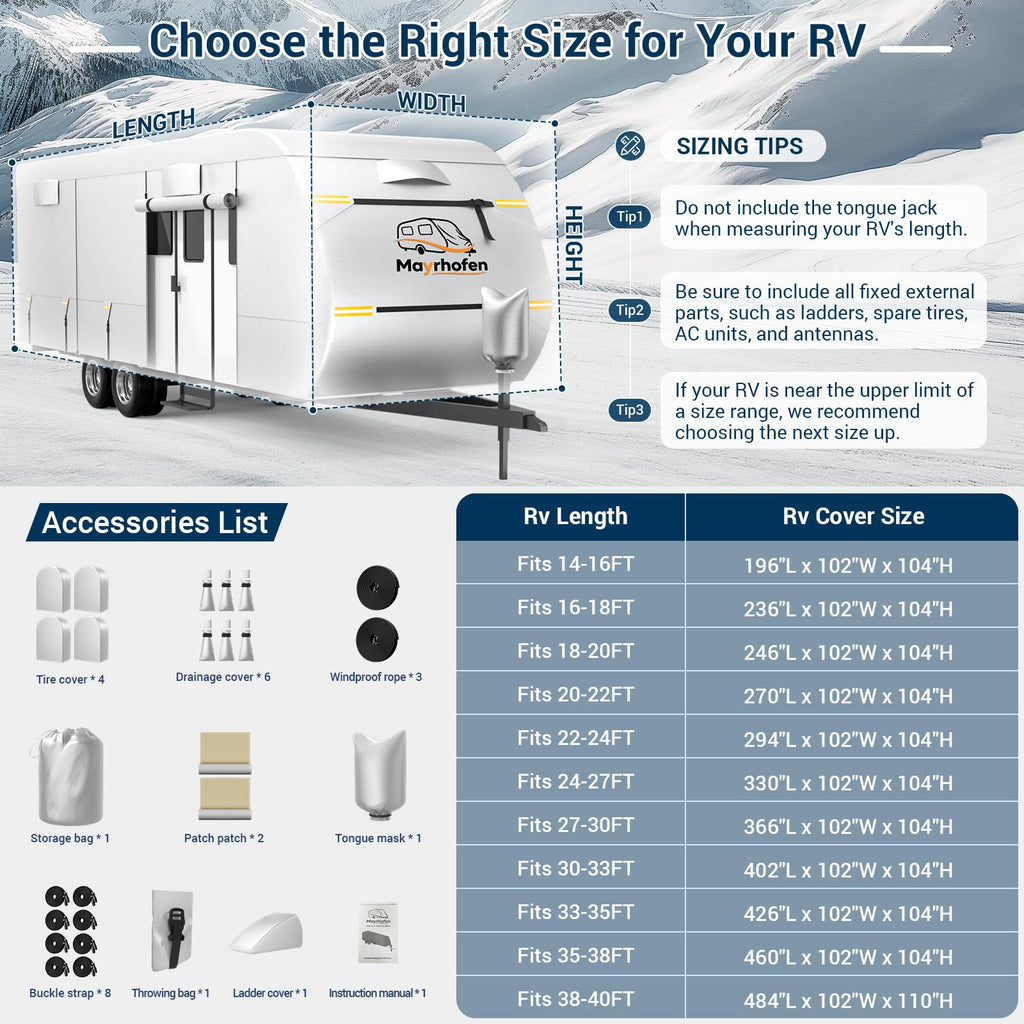 600D Oxford Fabric 22-24ft Travel Trailer Cover K9472