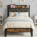 Twin Bed Frame with Storage Headboard W8507
