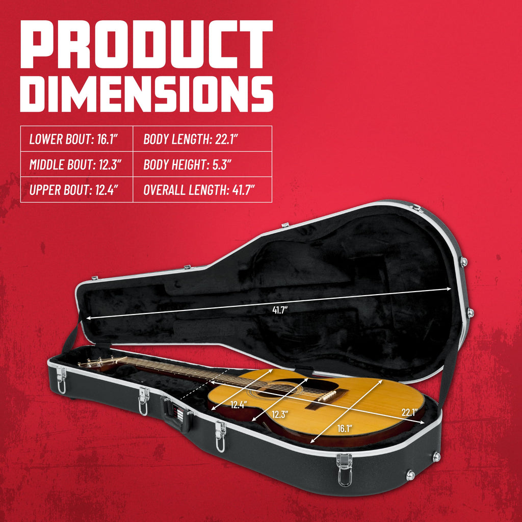 Lightweight ABS Molded Case for Dreadnought Acoustic Guitars L626