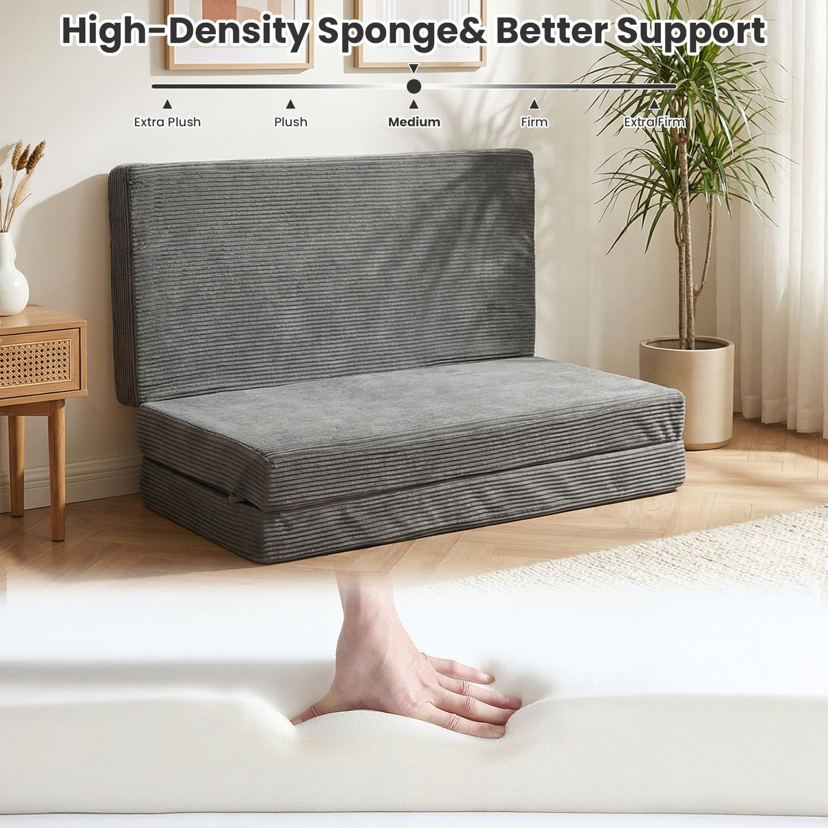 6 inch Tri Fold Twin Size Memory Foam Mattress C747570