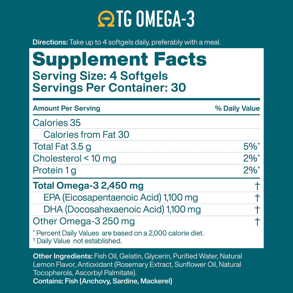 Omega 3 Fish Oil 1100mg DHA 1100mg EPA U405