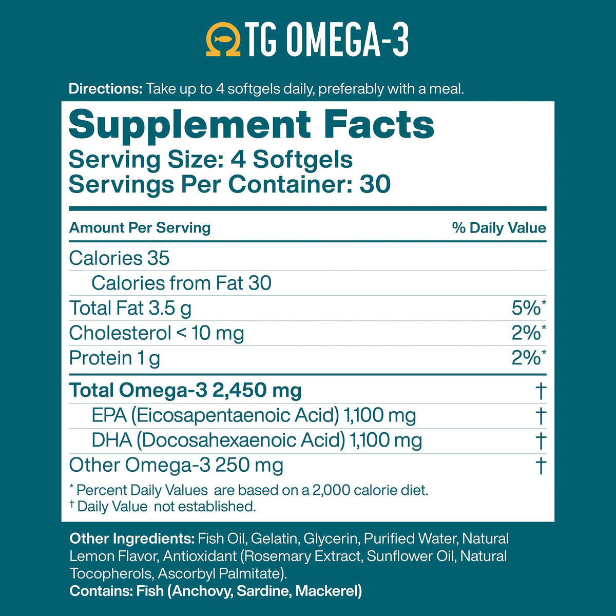 Omega 3 Fish Oil 1100mg DHA 1100mg EPA U405