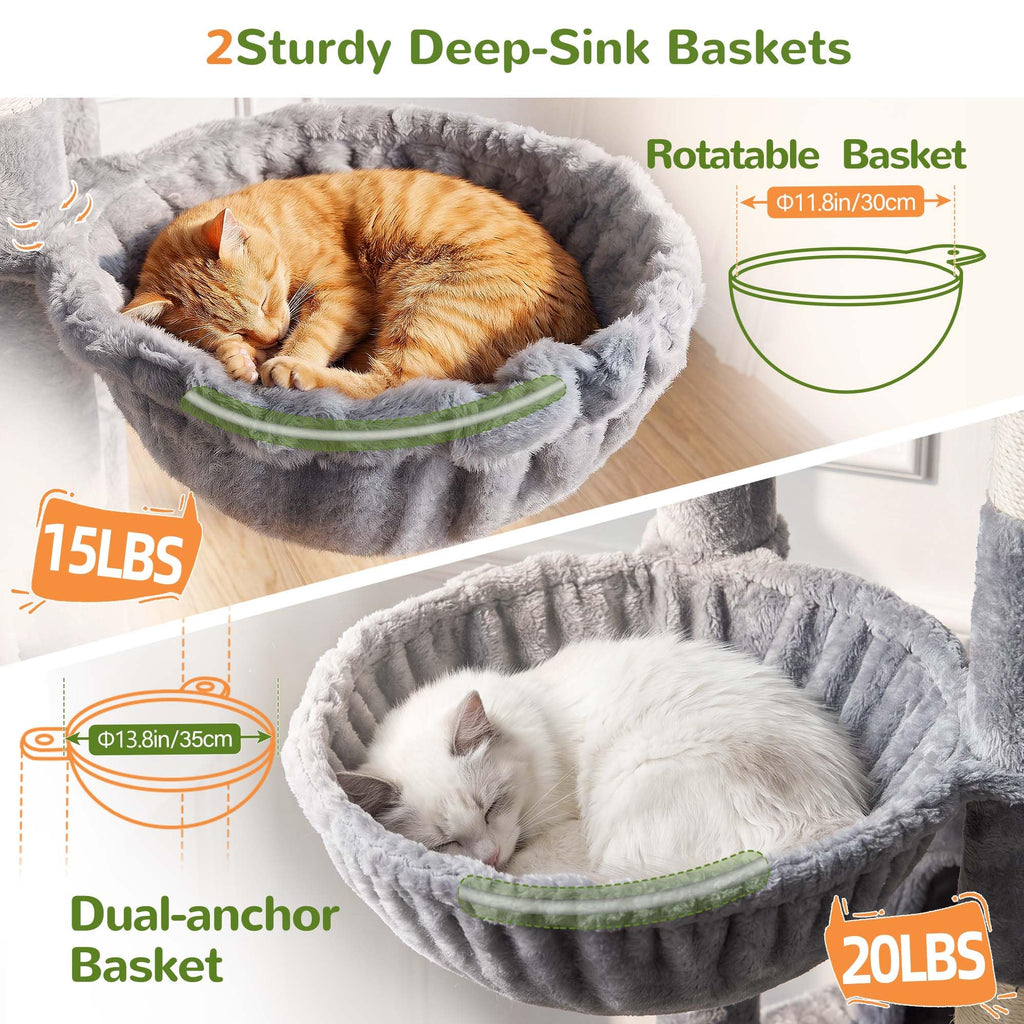 70 inch Light Grey Cat Tree Condos U4908