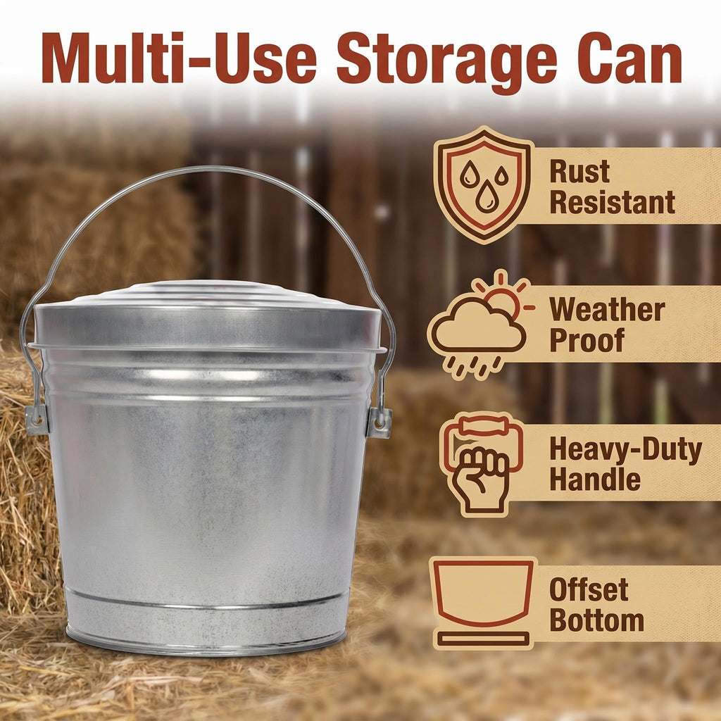 6 Gal Galvanized Steel Locking Lid Trash Can R3038