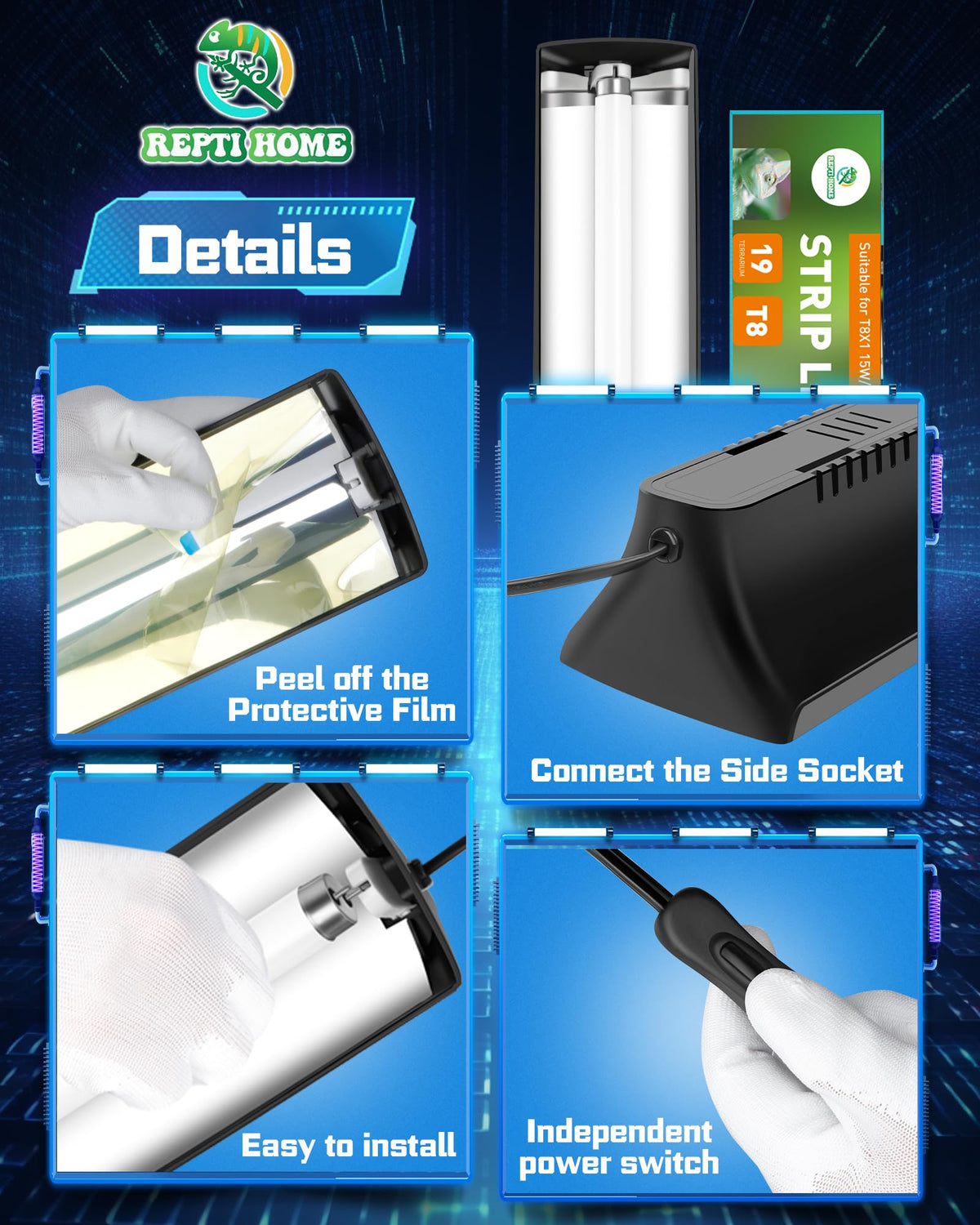 39W UVA UVB Reptile Light Combo Kit with UVB 10.0 Fluorescent Tube P449