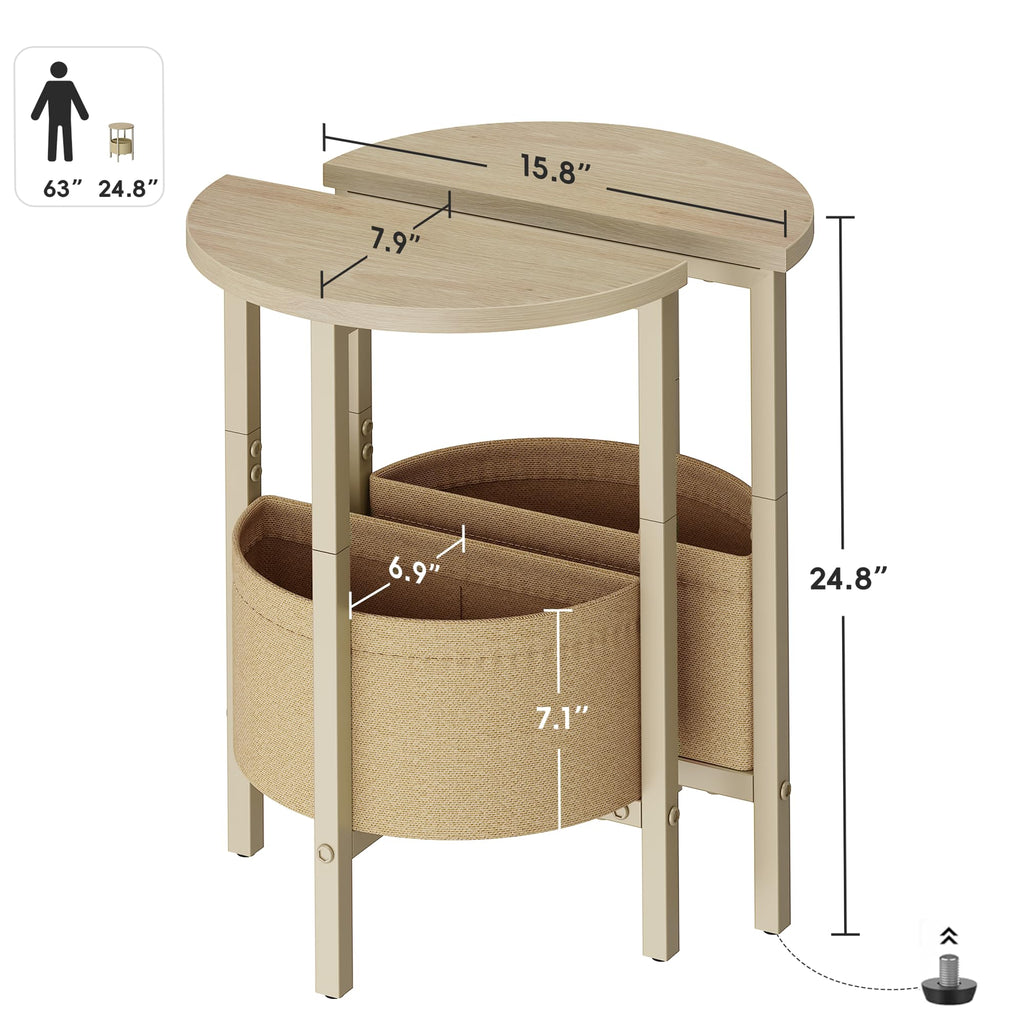 Small Round Side Table with Storage Basket, Set of 2 T7702