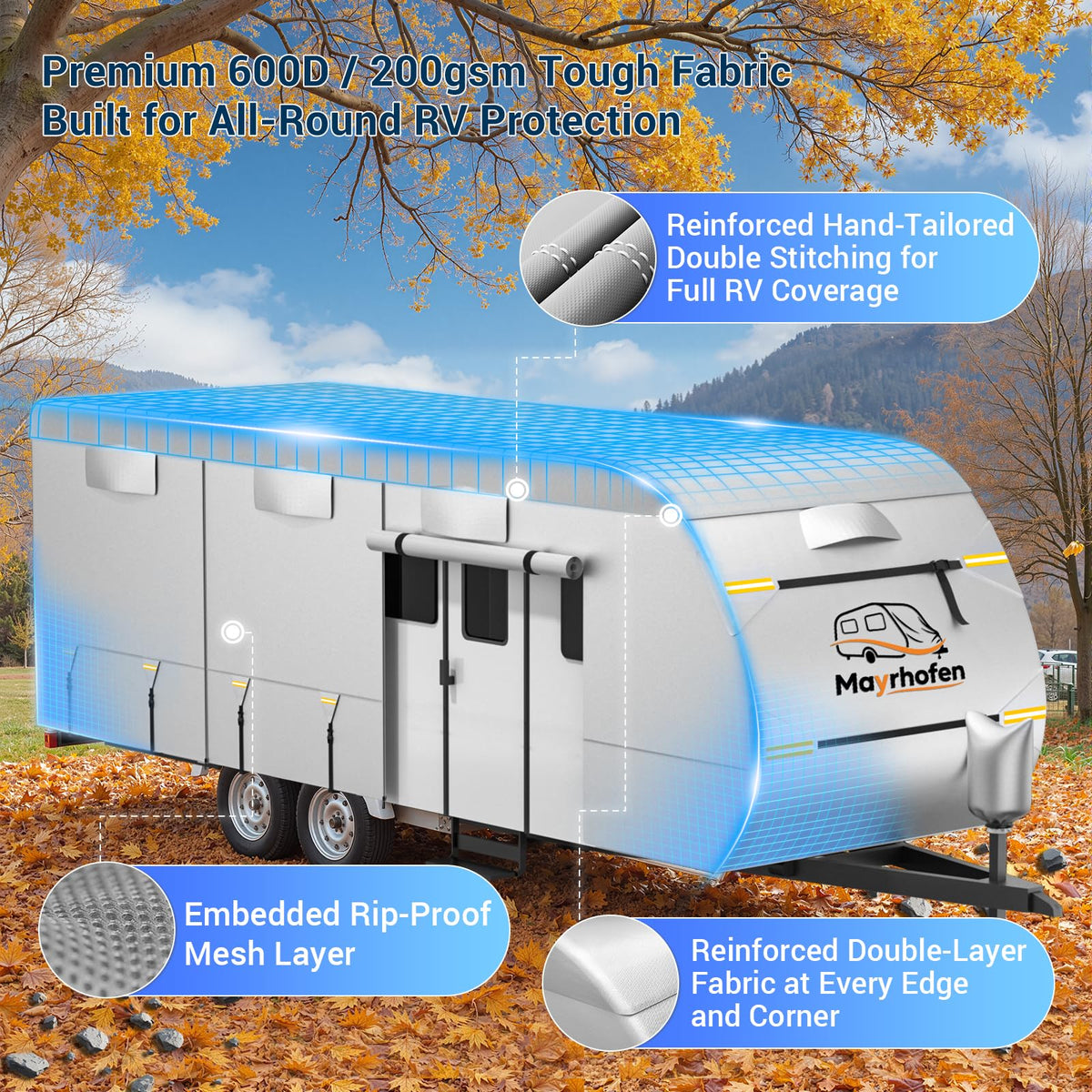 600D Oxford Fabric 22-24ft Travel Trailer Cover K9472