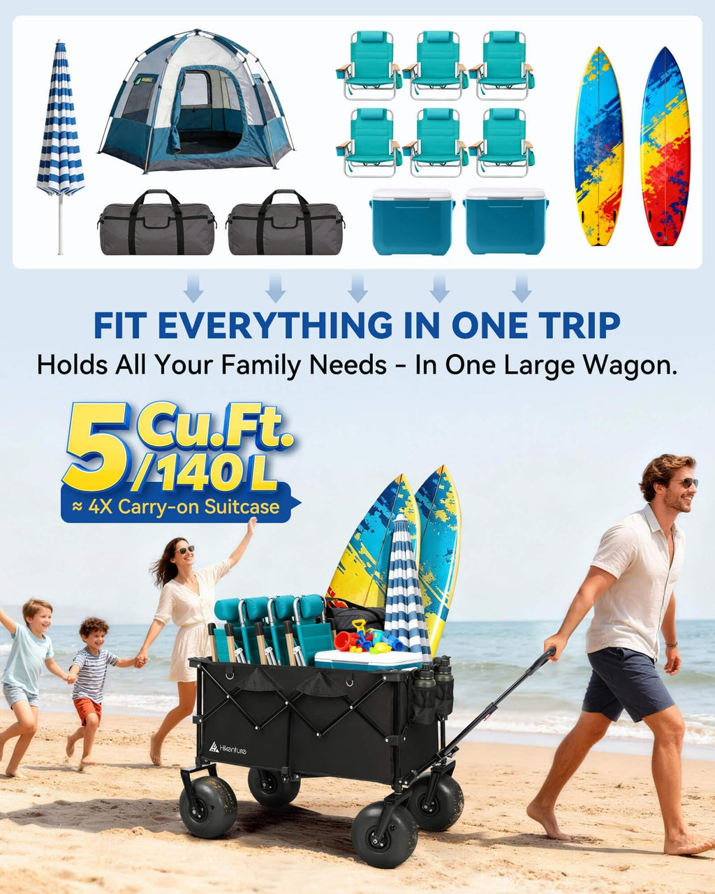 Collapsible Beach Wagon with Balloon Wheels M5478