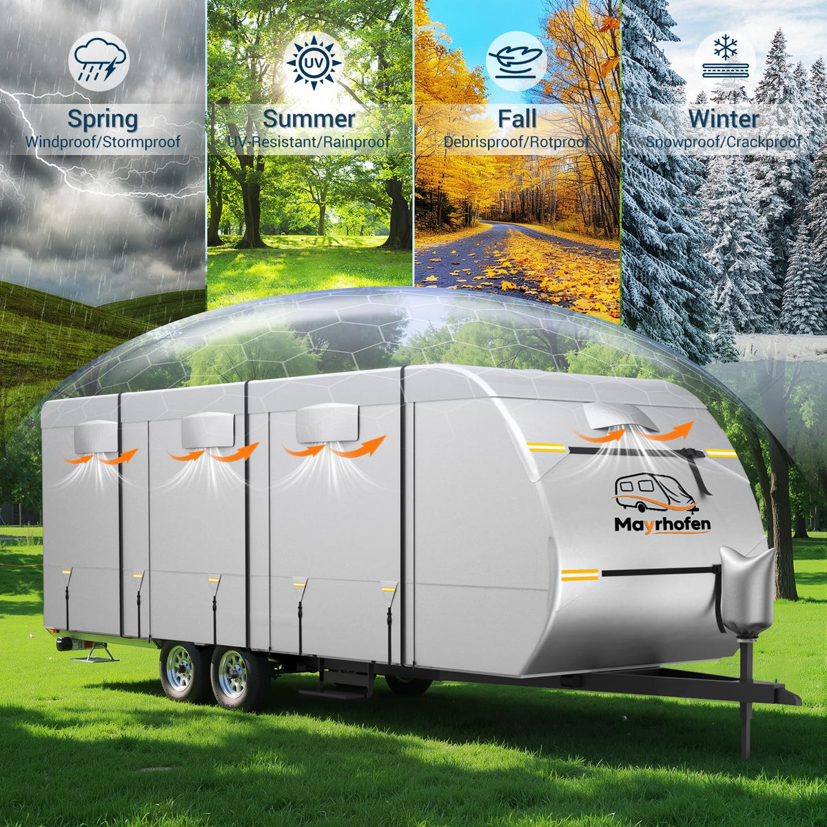600D Oxford Fabric 22-24ft Travel Trailer Cover K9472