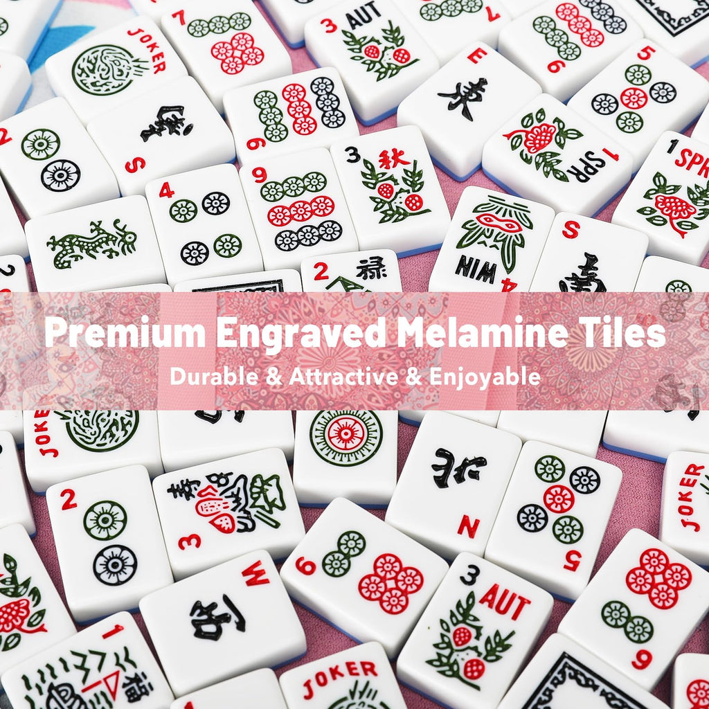 American Mahjong Set with 166 Blue Tiles and Racks X7188