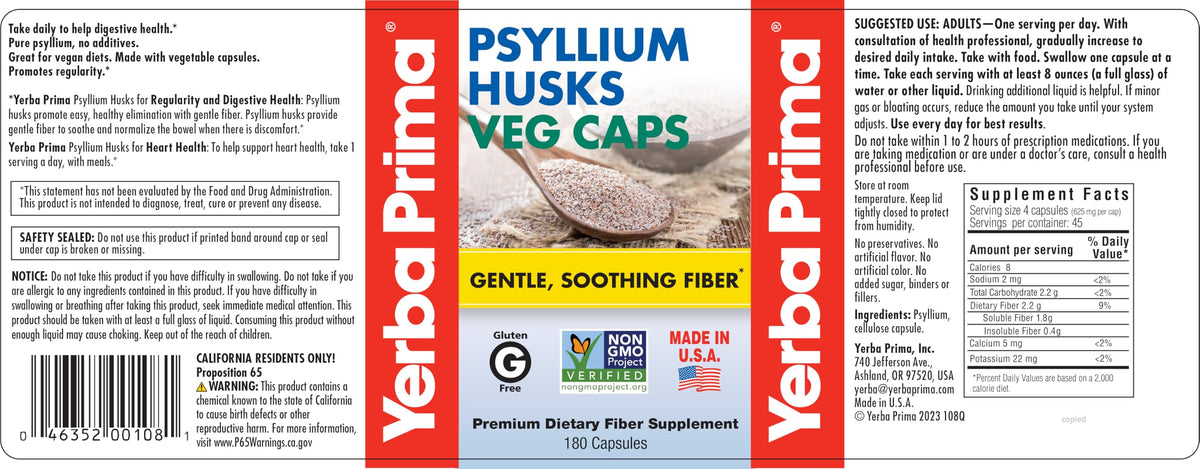 Psyllium Husks Fiber Veg Caps 180 Pack of 2 A867472