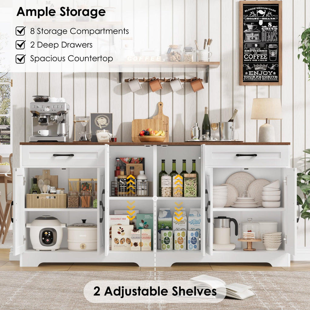 71” Large Kitchen Buffet Cabinet with Adjustable Shelves T610734