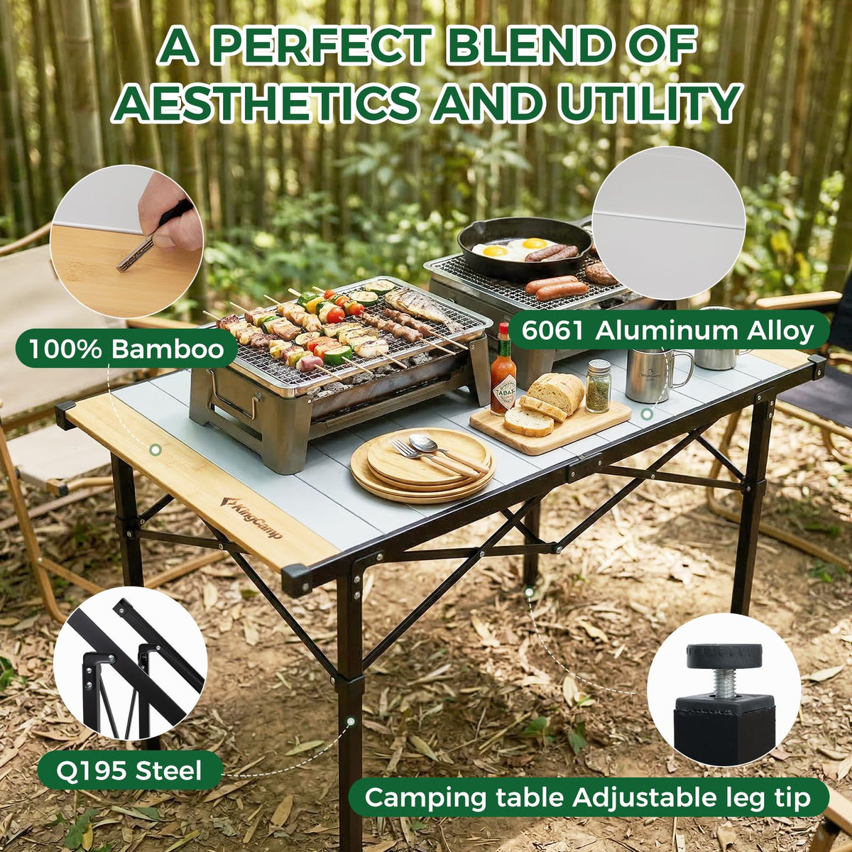 Bamboo Aluminum Camping Table E815382