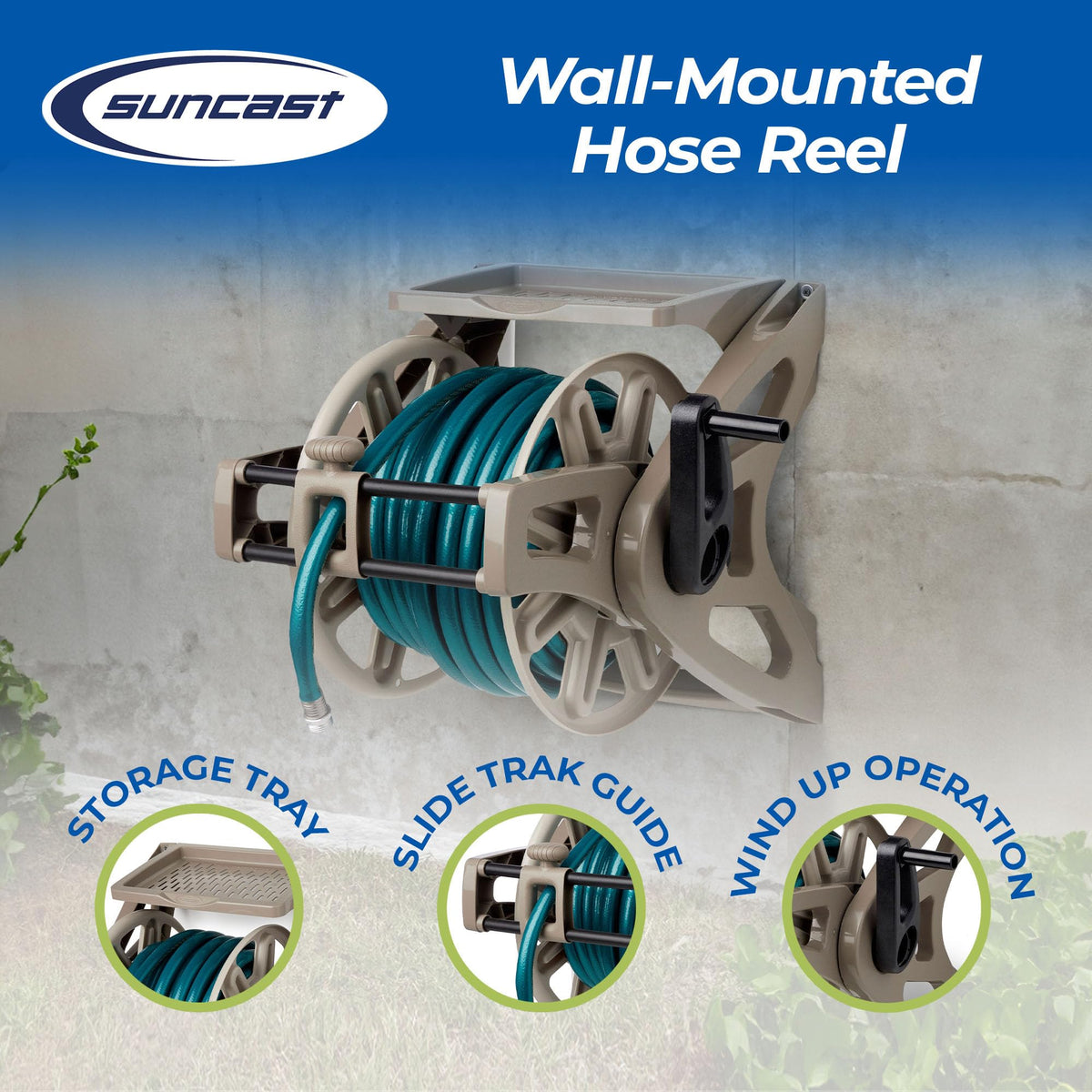 Wall-Mount Hose Reel with Storage Tray S6215