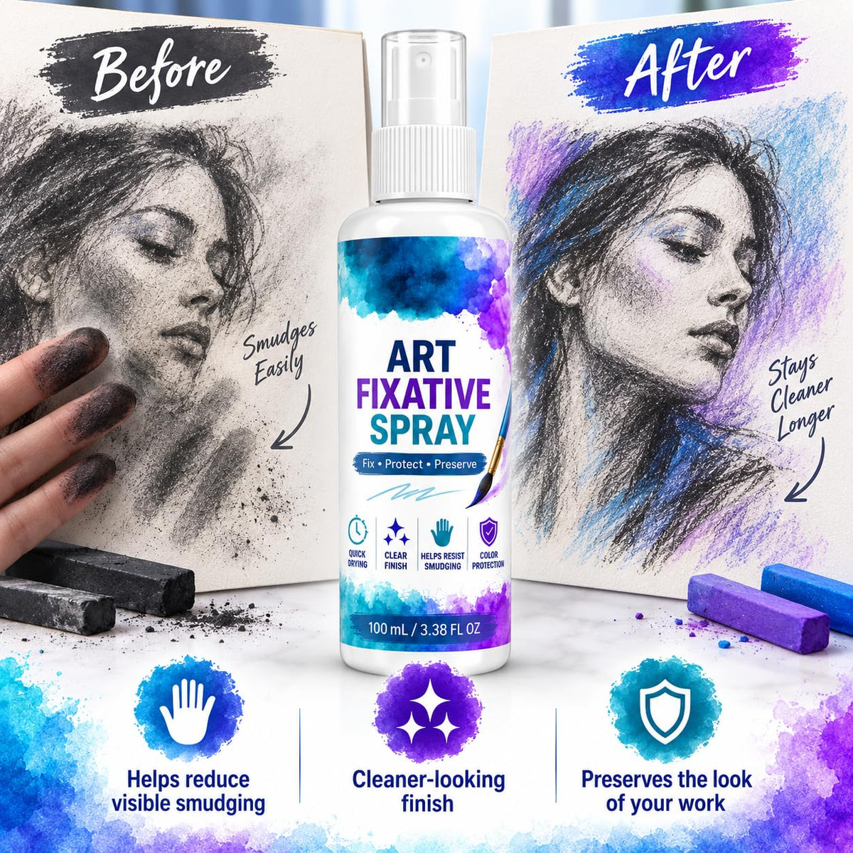 Art Fixative Spray for Pencil & Mixed Media, 4 Pack O407753