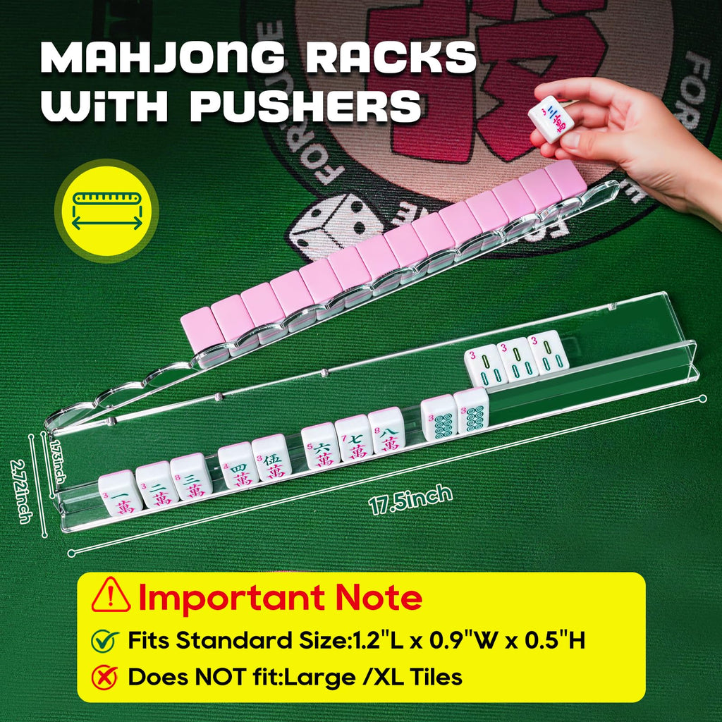 Clear Acrylic Mahjong Racks with Pushers, Set of 4 C135