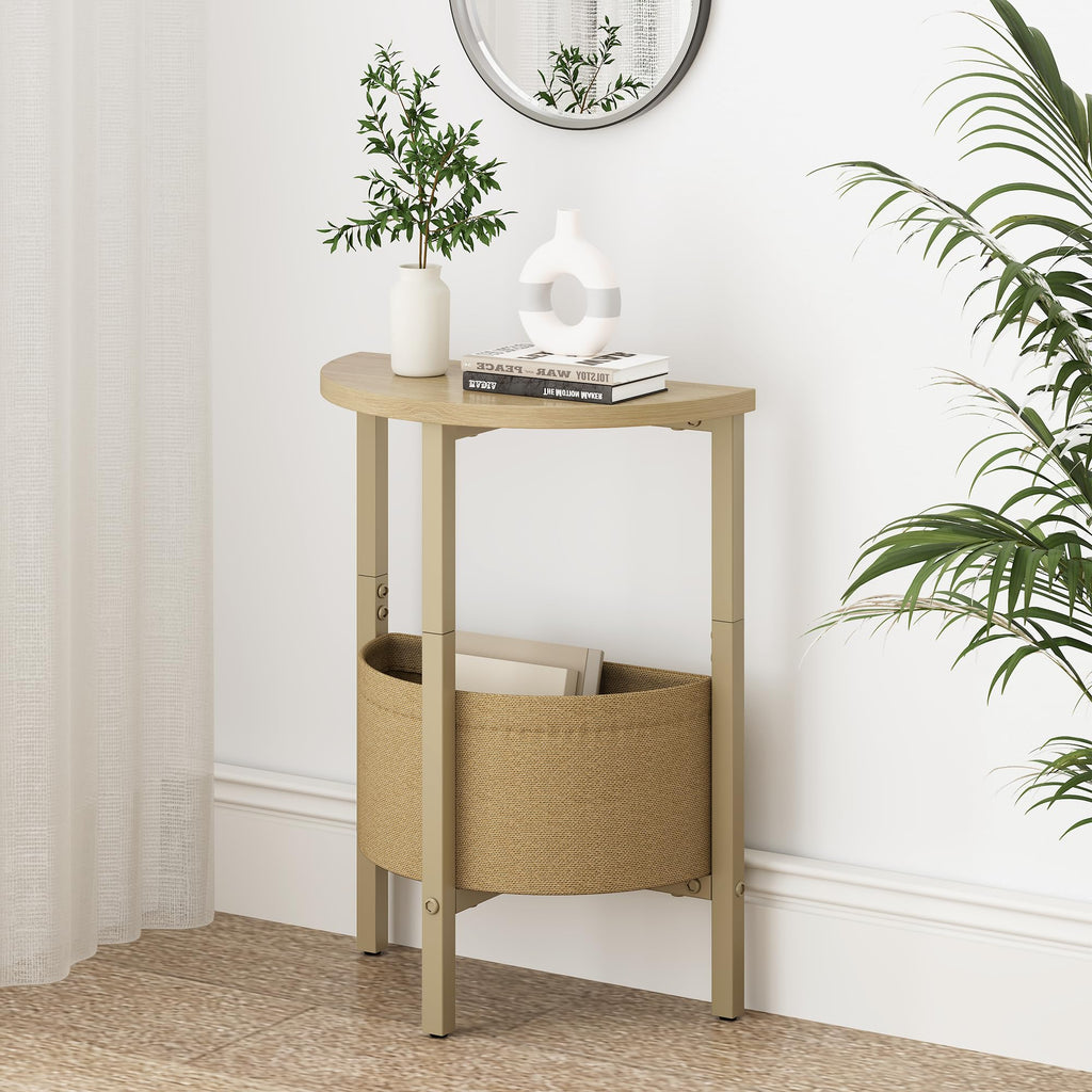 Small Round Side Table with Storage Basket, Set of 2 T7702