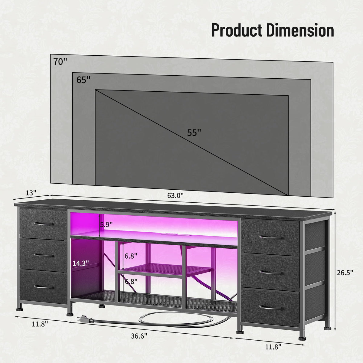 63 Inch LED TV Stand L588