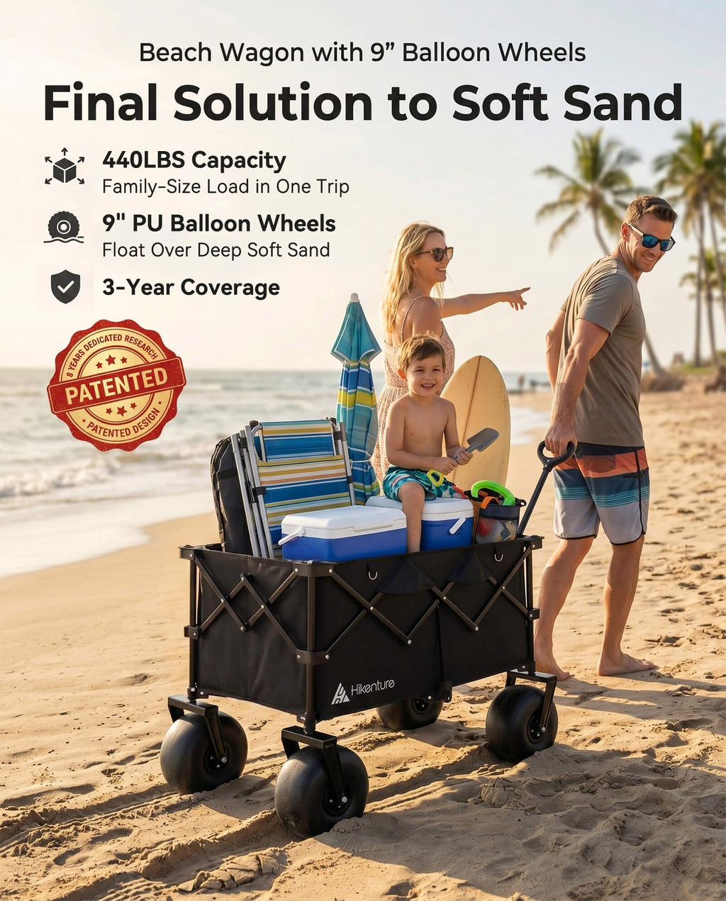 Collapsible Beach Wagon with Balloon Wheels M5478