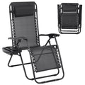 Zero Gravity Chair with Pillow and Cup Holder Trays, Black I7502