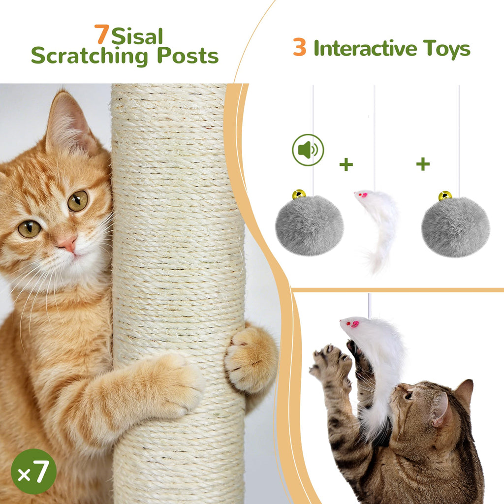 70 inch Light Grey Cat Tree Condos U4908