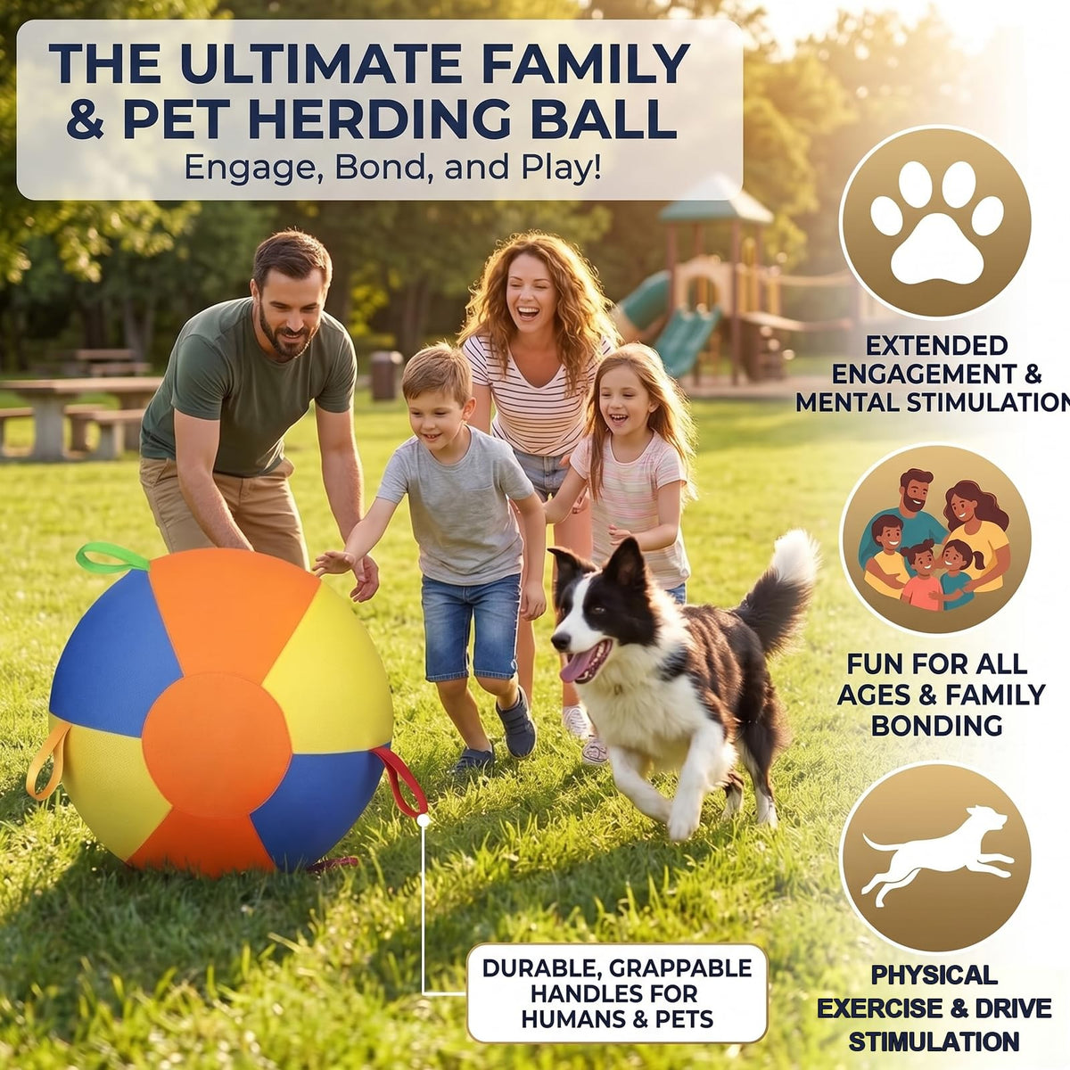 Inflatable Dog Ball with Handle Cover & Pump 18in Z206874