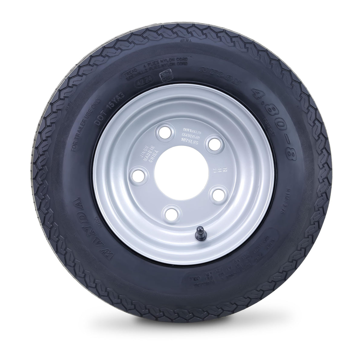 Trailer Tire Wheel 4.80-8 6-Ply 5 Lugs 4.5 Silver Rim Pk2 N58135