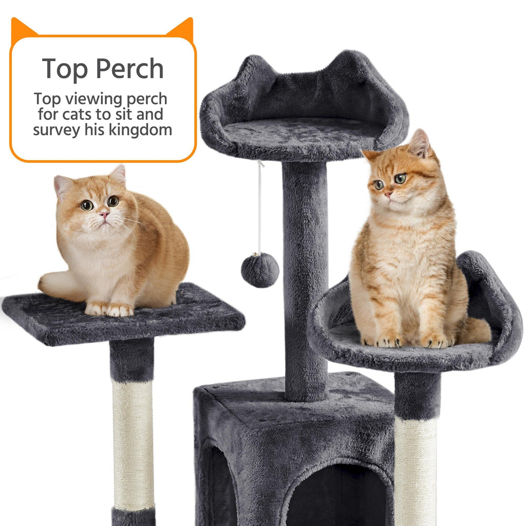 72in Dark Gray Cat Tree Tower with 2 Condos & 3 Perches W7087
