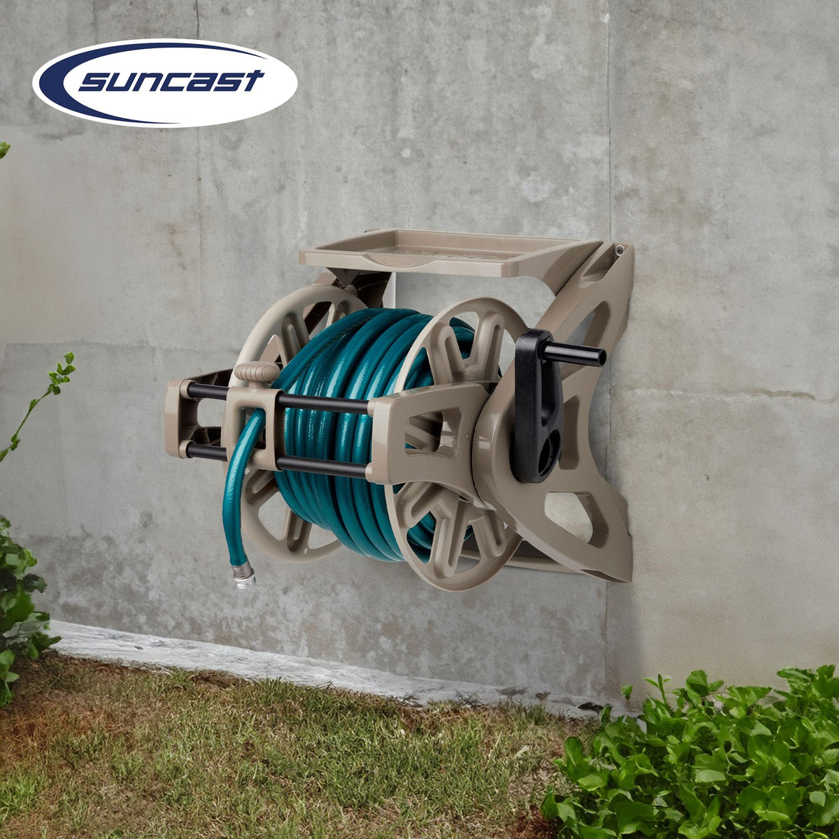 Wall-Mount Hose Reel with Storage Tray S6215